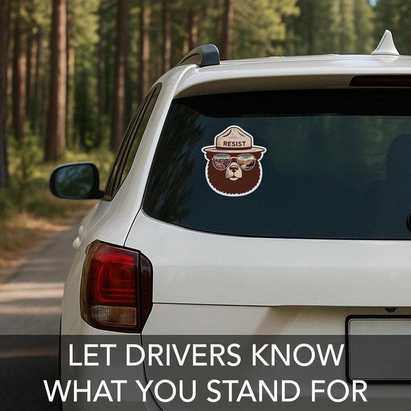 Hyperlama Funny Smokey The Bear Sticker, Smokey The Bear Resist Bumper Stickers for Car Truck Laptop, Firefighting Wildfires Camping Stickers, National Parks Gifts for Men, Women, Nature Lovers, 4.6x5 (4 PCS) - Image 2